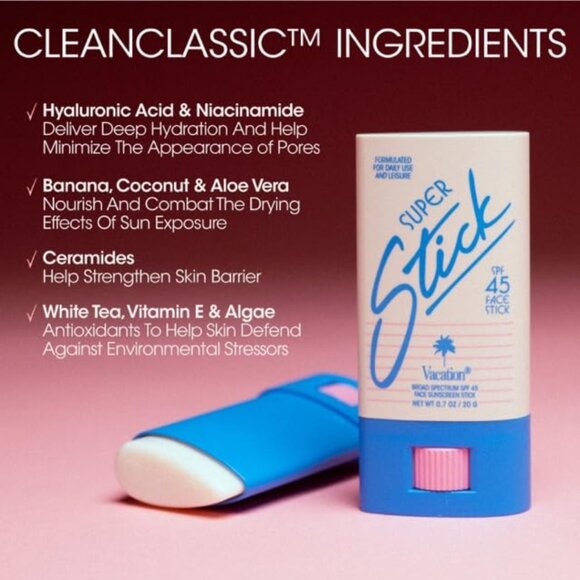 Vacation Super Stick Face Sunscreen, SPF 45 , 0.7 oz - Exp. 6/27 NEW Vegan - Picture 6 of 6